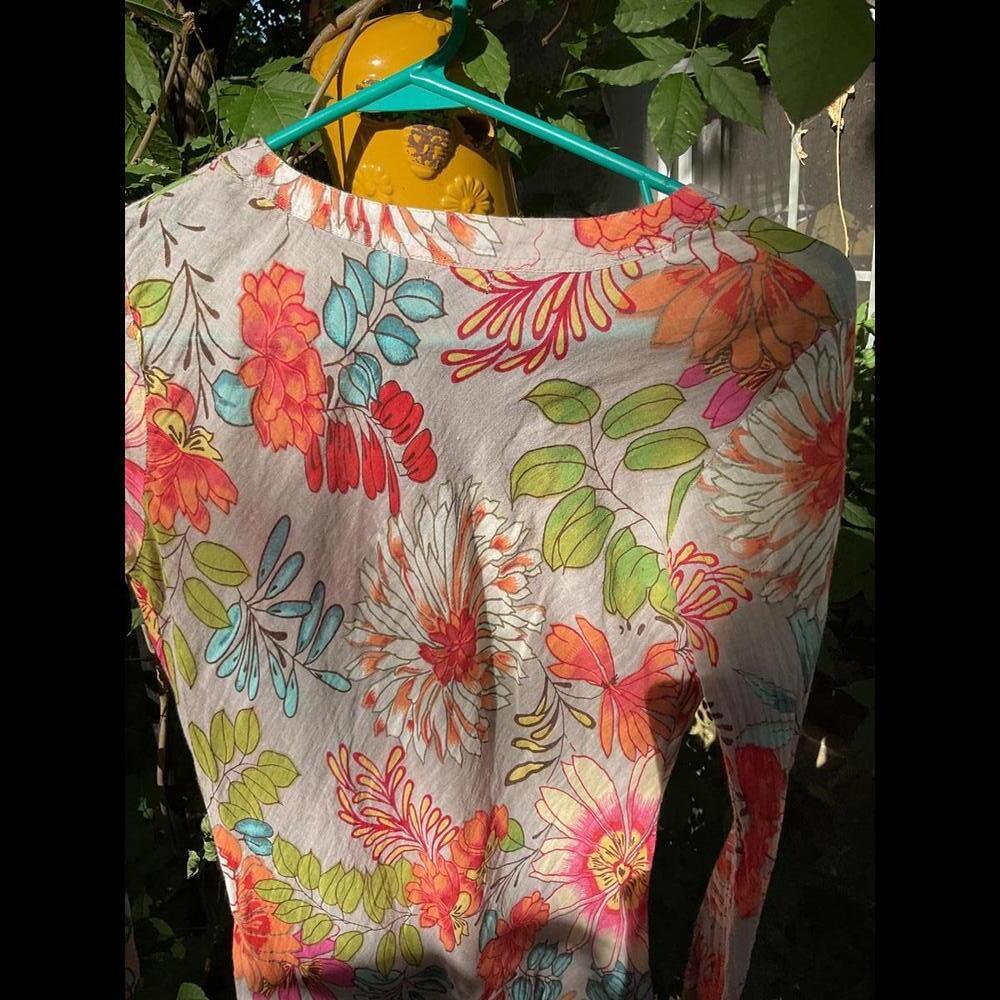 Natura Floral Beach Coverup, Vacation, Coastal, Cruise Size Small - Picture 7 of 9